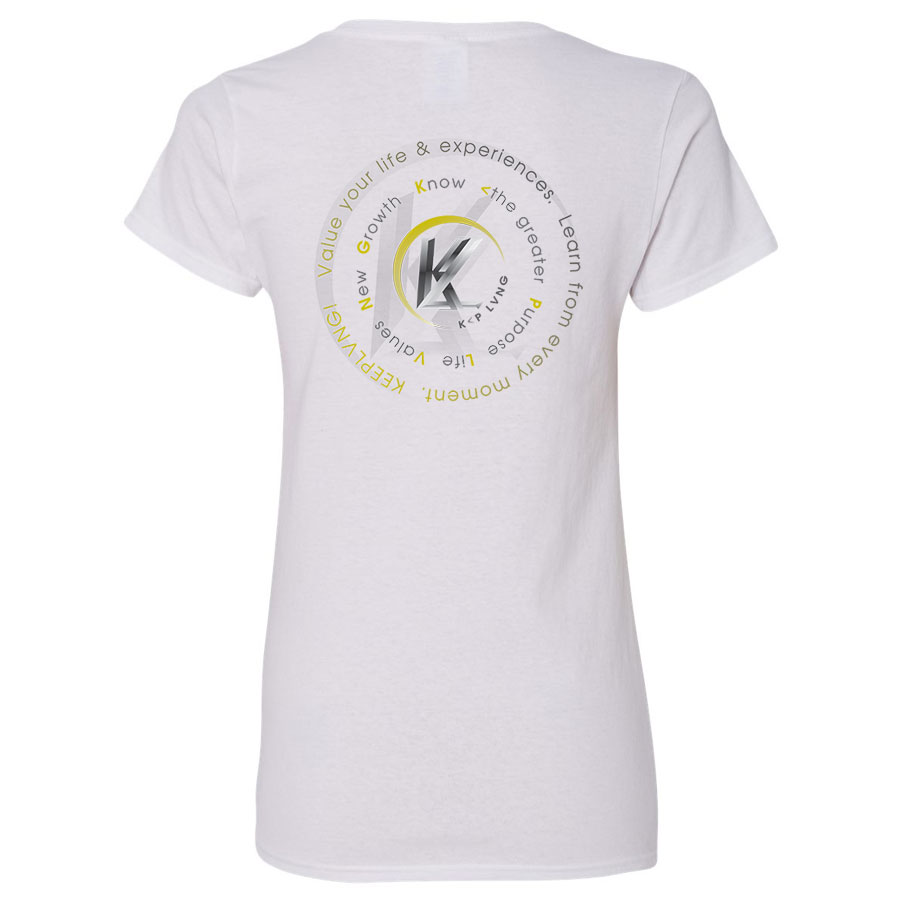 KP LVNG Tag logo Collection v neck T-shirt - White - Image 4